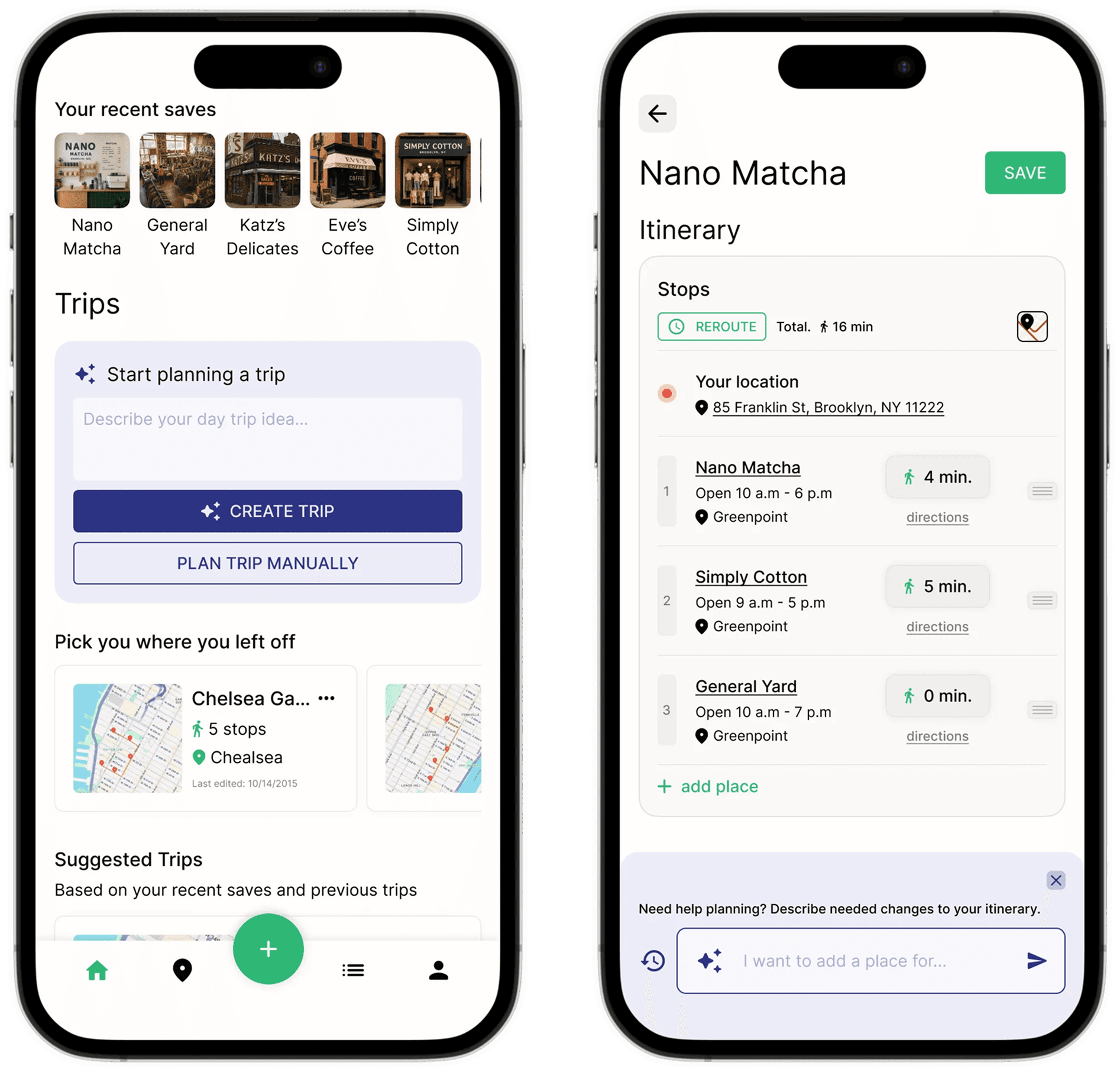 Dayzee trip planning app screens